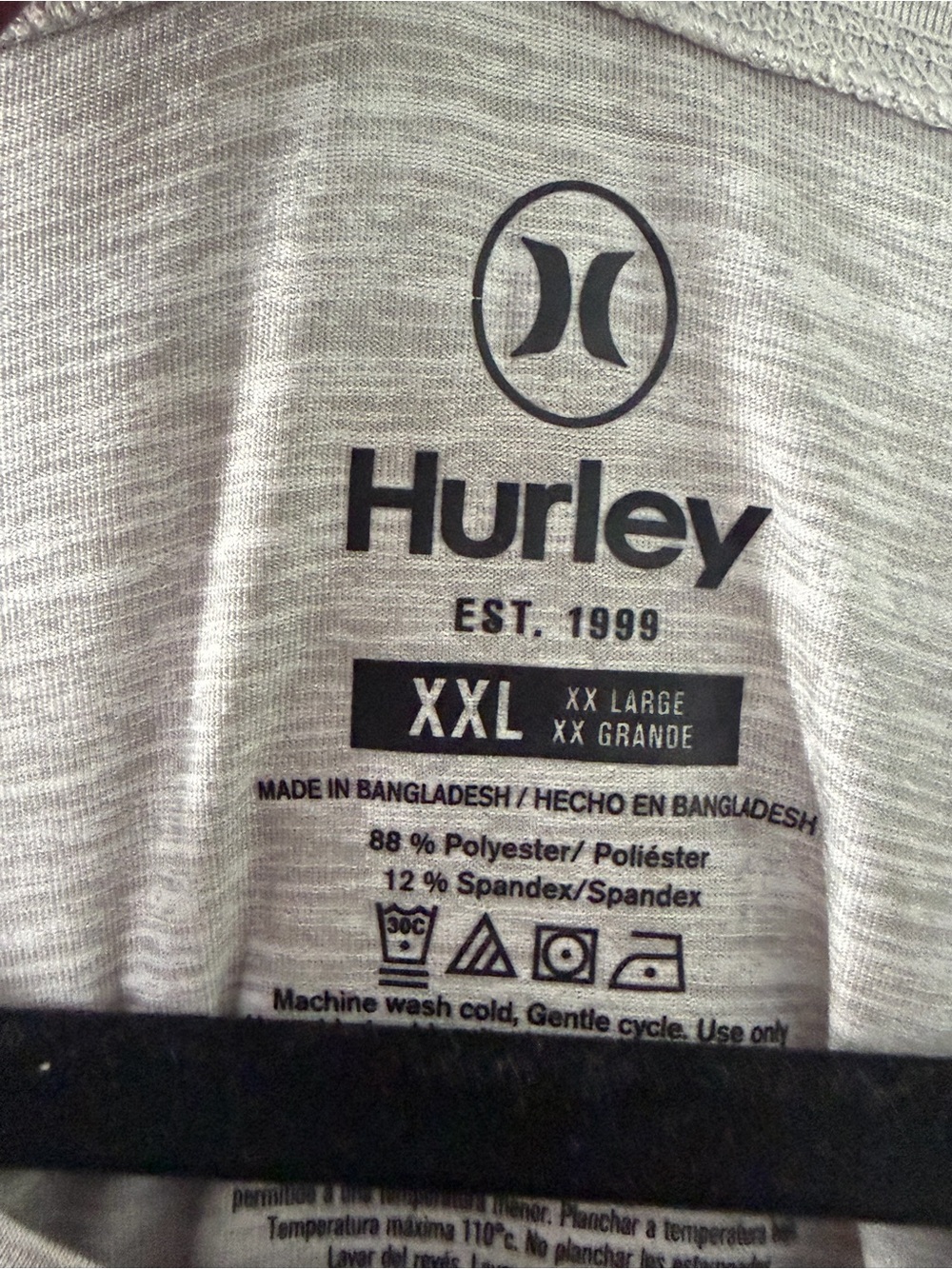 Hurley Mens Long Sleeve Graphic Tee Heather Grey Sunset Wave Logo XXL - Picture 7 of 10